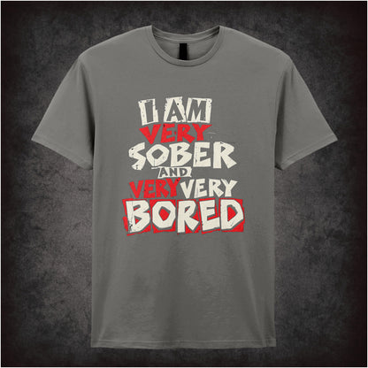 Vyvyan “I Am Very Sober and Very Very Bored” T-shirt in charcoal from The Young Ones