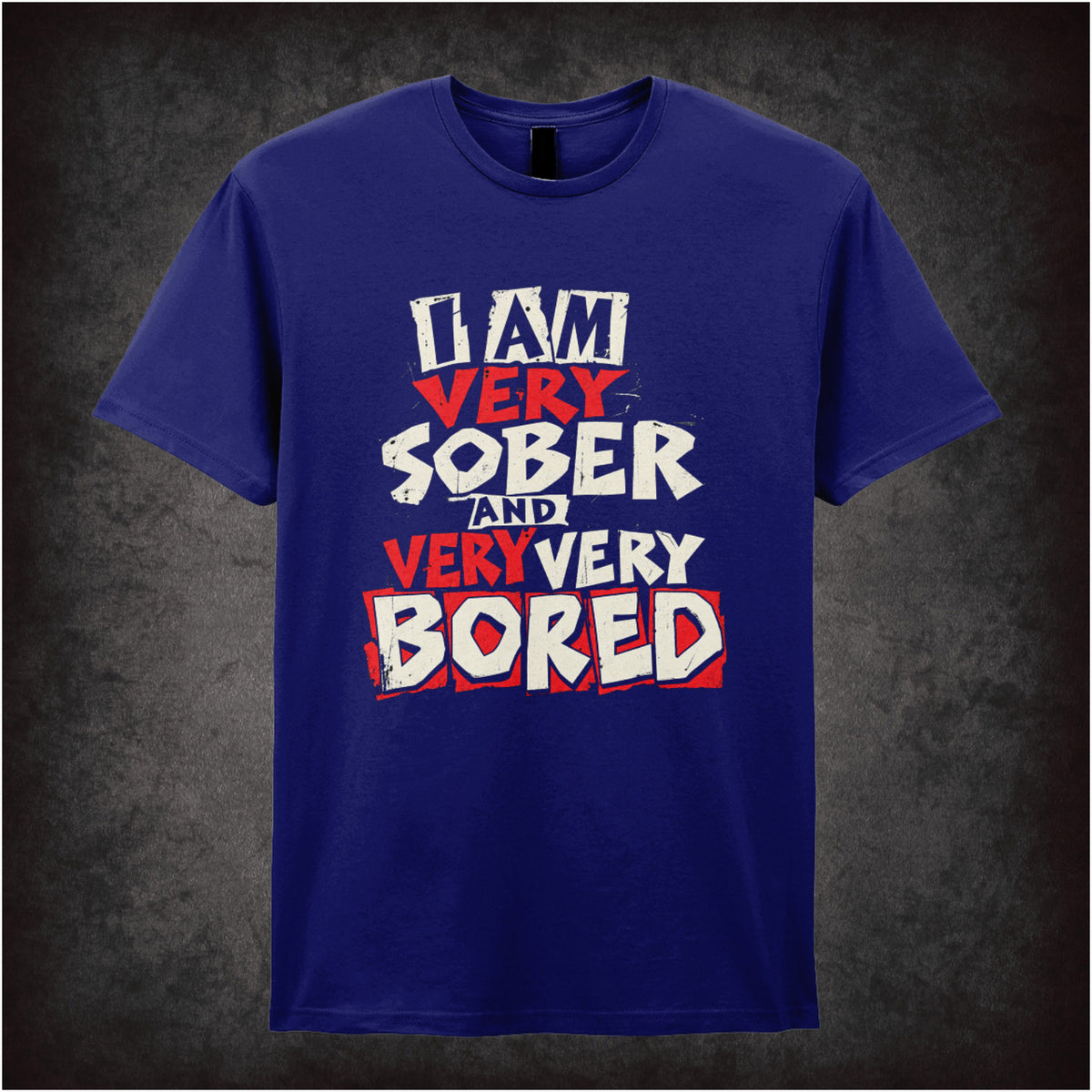 Vyvyan “I Am Very Sober and Very Very Bored” T-shirt in navy from The Young Ones