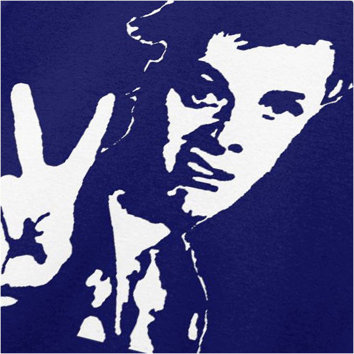 Rick peace sign close up T-shirt in navy from The Young Ones
