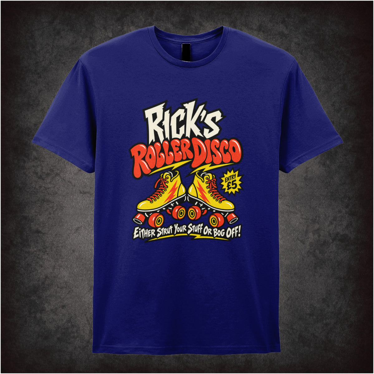 “Rick’s Roller Disco” T-shirt in navy from The Young Ones