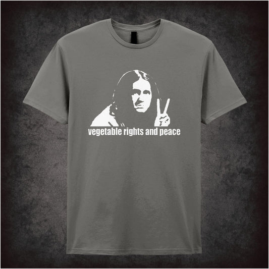 “Vegetable Rights and Peace” T-shirt from The Young Ones