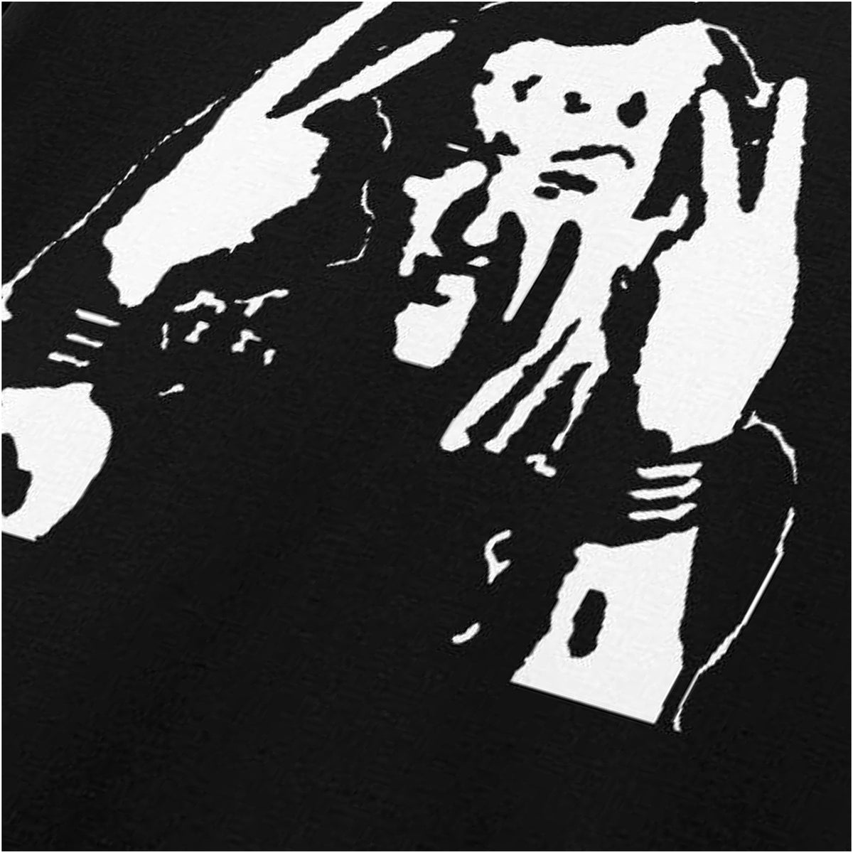 Vyvyan hand gesture close up T-shirt in black from The Young Ones
