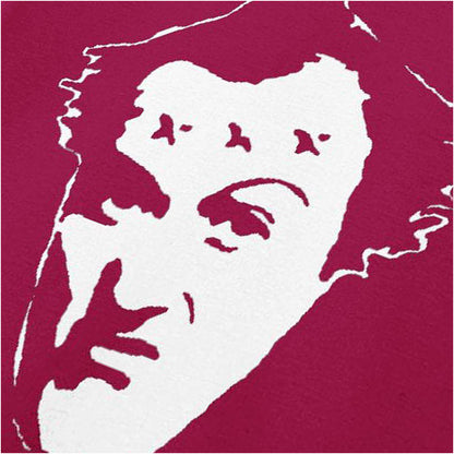 Vyvyan character face close up T-shirt in cardinal red from The Young Ones