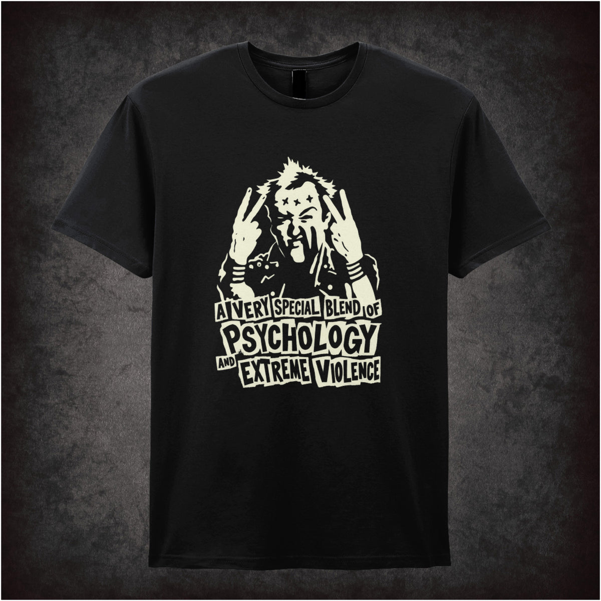 Vyvyan 'A very special blend of psychology and extreme violence' T-shirt in black from The Young Ones