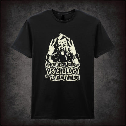 Vyvyan 'A very special blend of psychology and extreme violence' T-shirt in black from The Young Ones