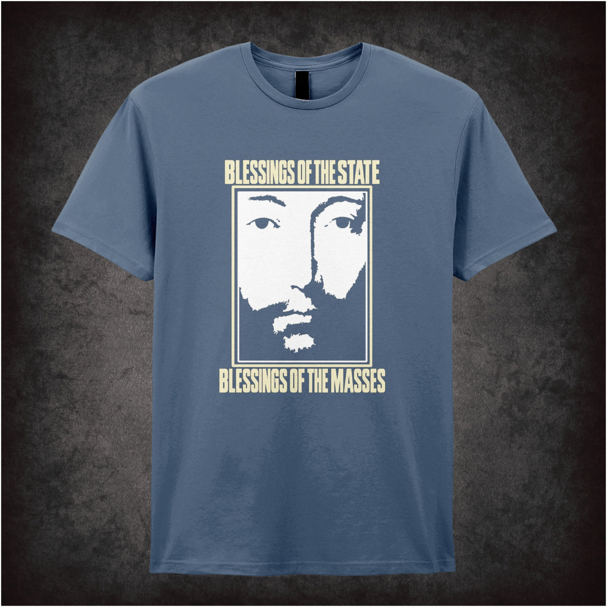‘Blessings of the State… blessings of the masses’ T-shirt in indigo from THX 1138