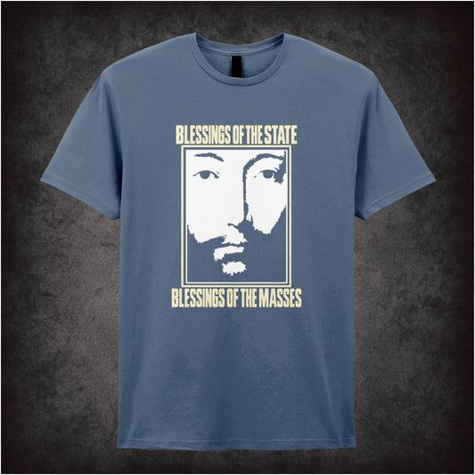 ‘Blessings of the State… blessings of the masses’ T-shirt in indigo from THX 1138