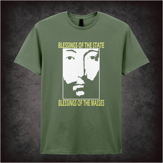 Blessings of the State, Blessings of the Masses – Cult Sci-Fi Graphic T-Shirt