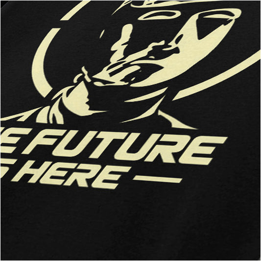 ‘The future is here’ close up T-shirt in black from THX 1138