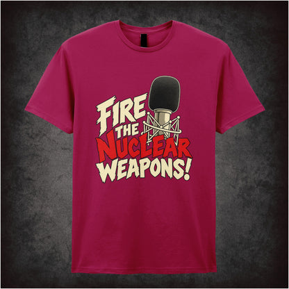 “Fire the nuclear weapons!” T-shirt in cardinal red from Toast of London