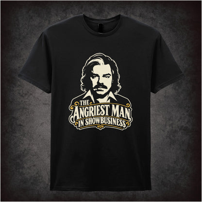 “The Angriest Man in Showbusiness” T-shirt in black from Toast of London