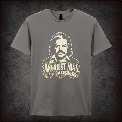 “The Angriest Man in Showbusiness” T-shirt in charcoal from Toast of London