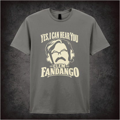 “Yes, I Can Hear You Clem Fandango” T-shirt in charcoal  from Toast of London