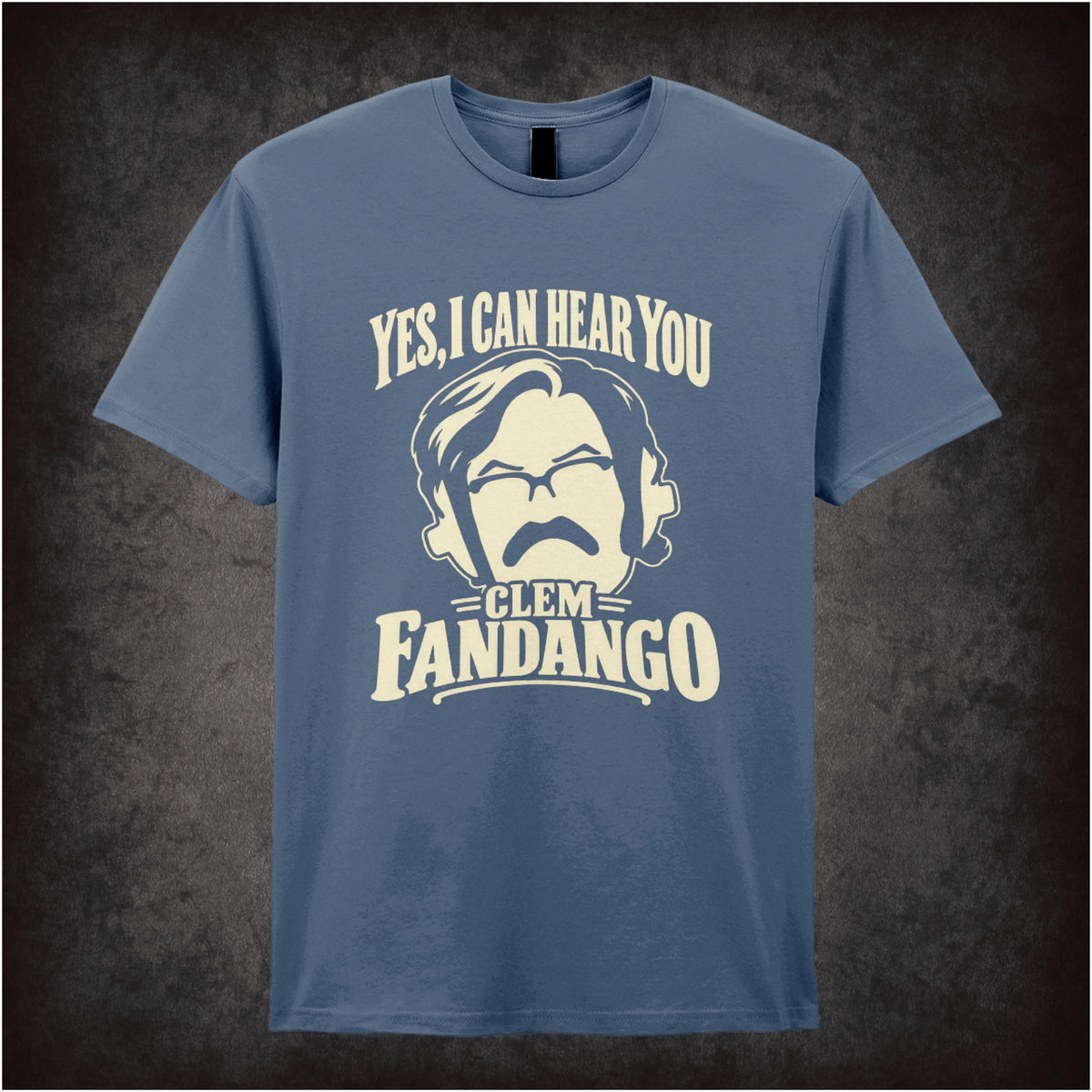 “Yes, I Can Hear You Clem Fandango” T-shirt in indigo from Toast of London