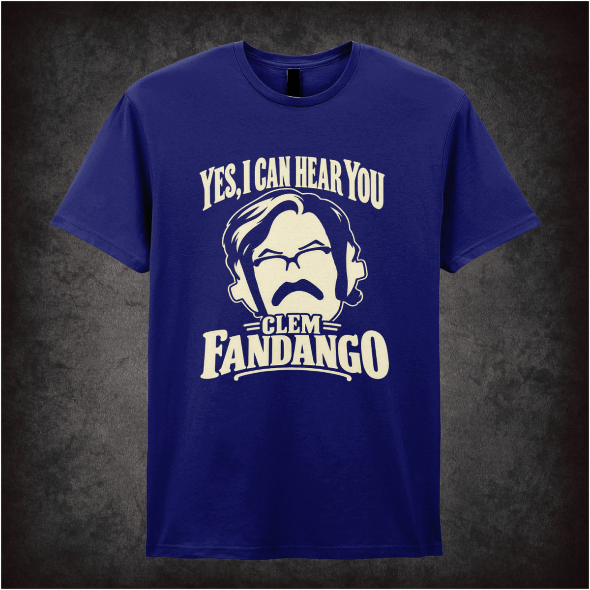 “Yes, I Can Hear You Clem Fandango” T-shirt in navy from Toast of London
