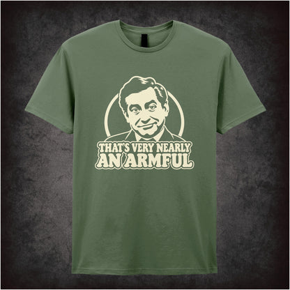 Tony Hancock “That’s Very Nearly an Armful” in military green T-shirt