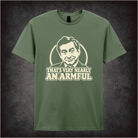 Tony Hancock “That’s Very Nearly an Armful” in military green T-shirt