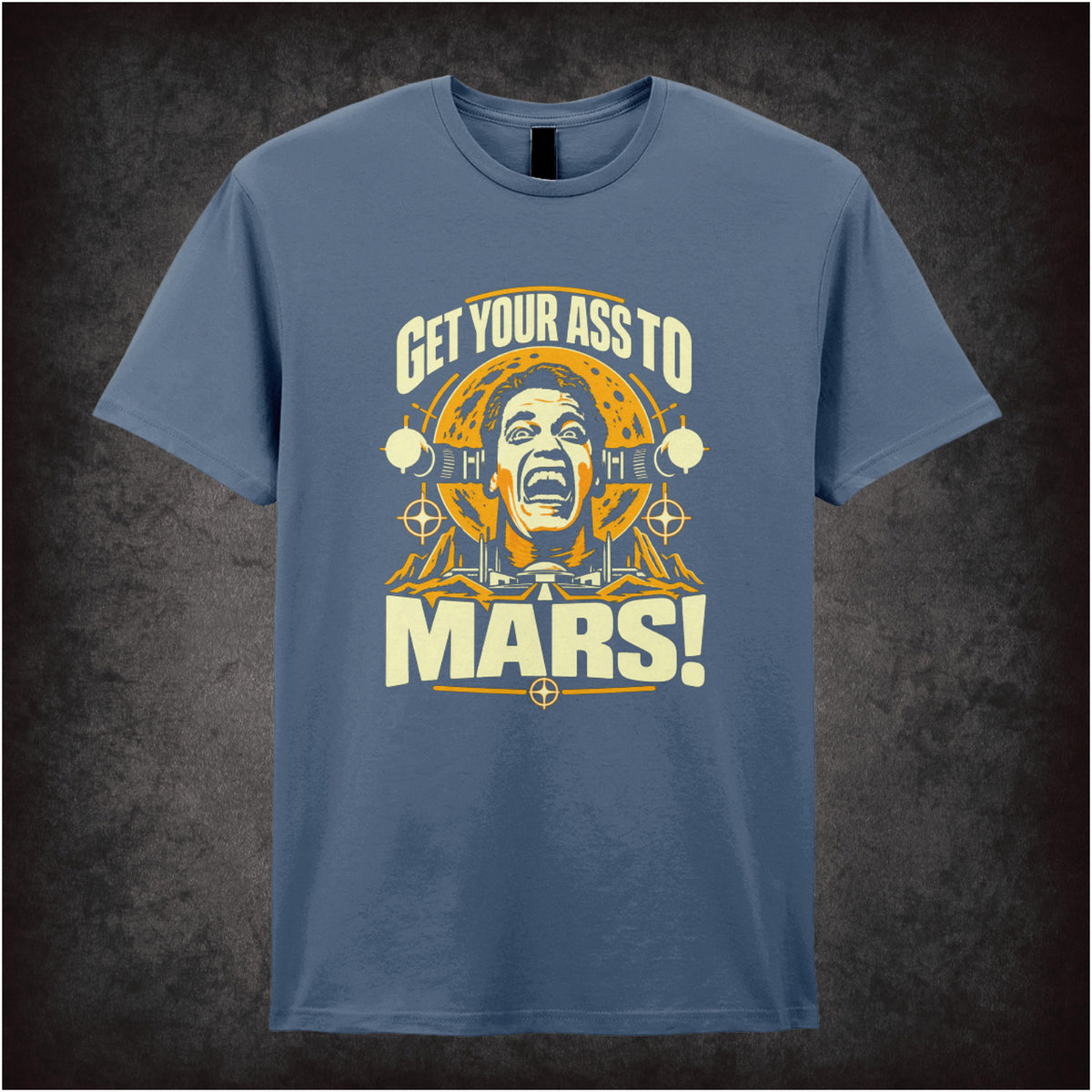 ‘Get your ass to Mars!’ T-shirt in indigo from Total Recall