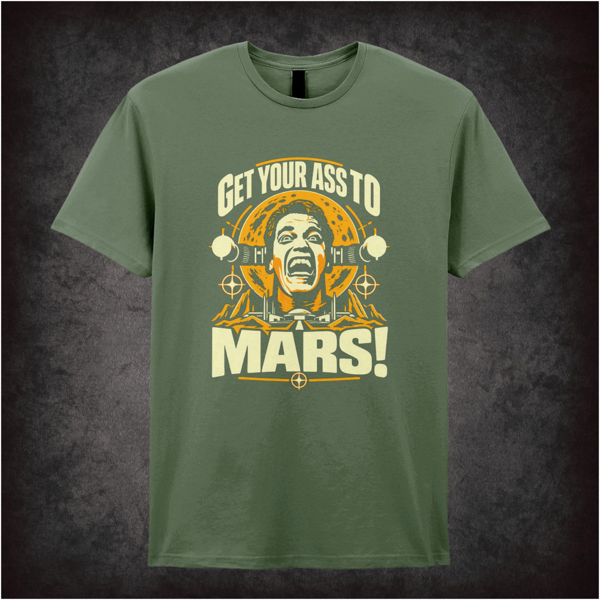 ‘Get your ass to Mars!’ T-shirt in military green  from Total Recall