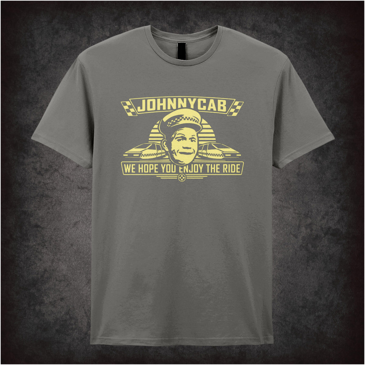 ‘Johnnycab we hope you enjoy the ride’ T-shirt in charcoal from Total Recall