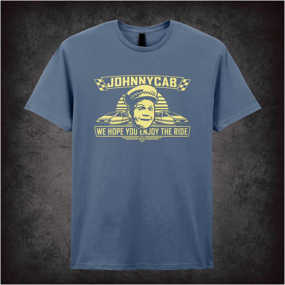 ‘Johnnycab we hope you enjoy the ride’ T-shirt in indigo from Total Recall