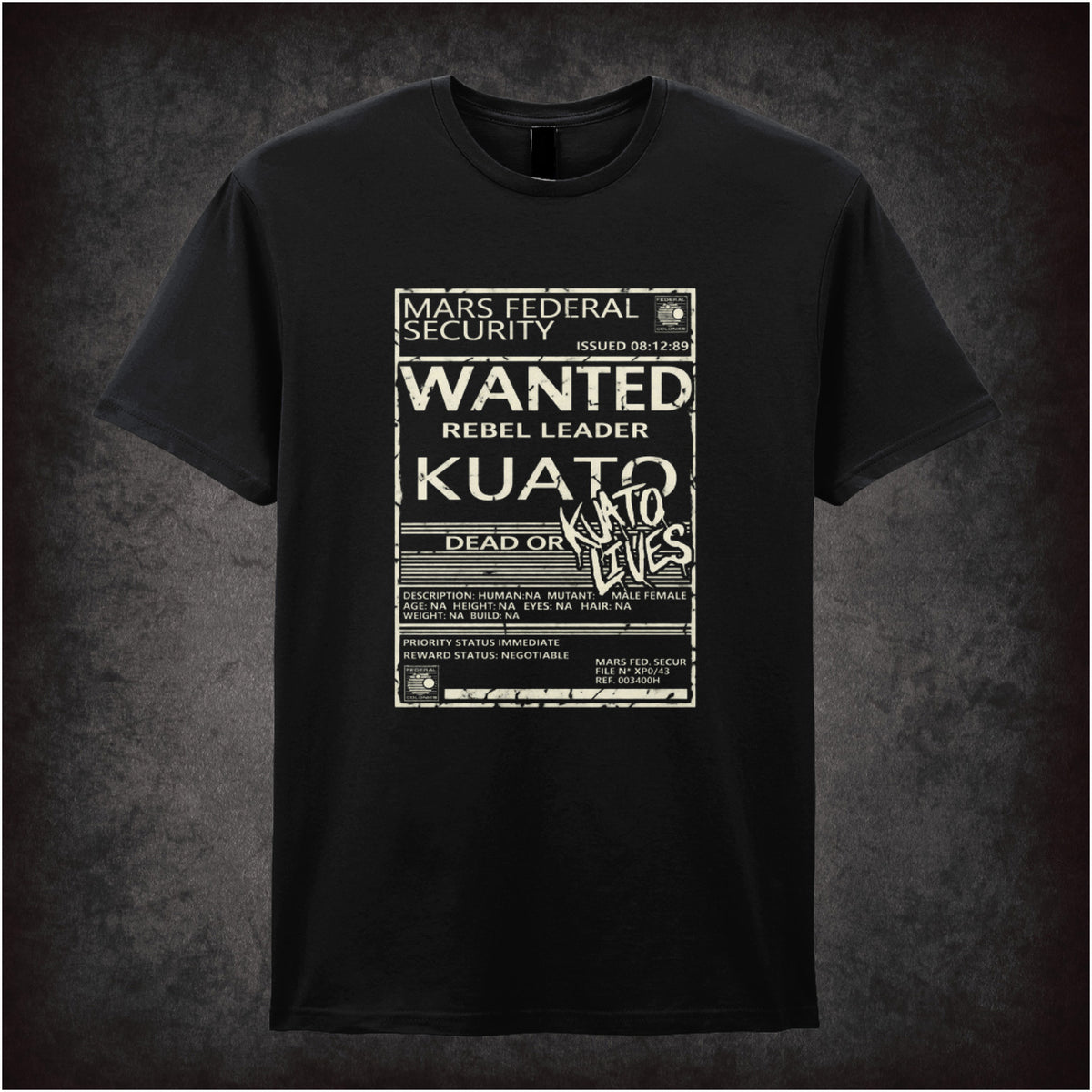 ‘Wanted rebel leader Kuato’ T-shirt in black from Total Recall