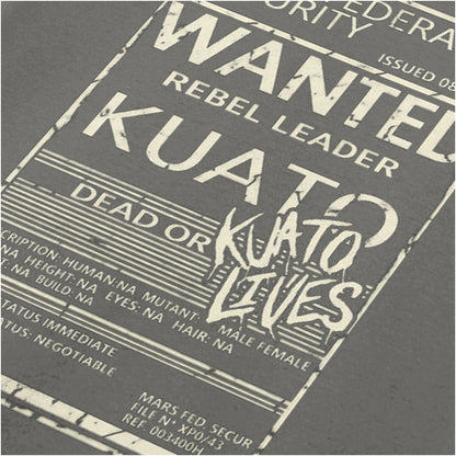 ‘Wanted rebel leader Kuato’ close up T-shirt in charcoal from Total Recall