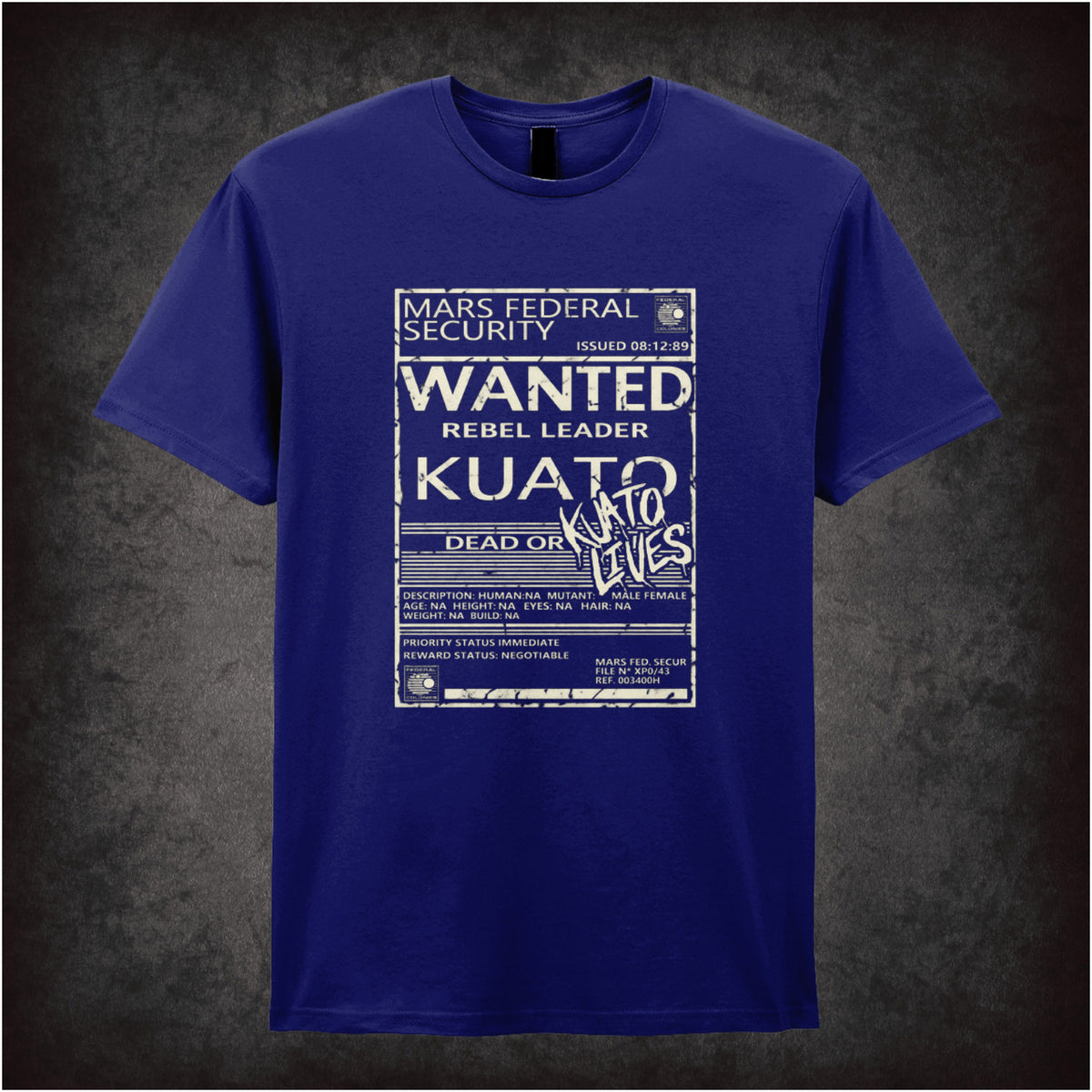 ‘Wanted rebel leader Kuato’ T-shirt in navy from Total Recall