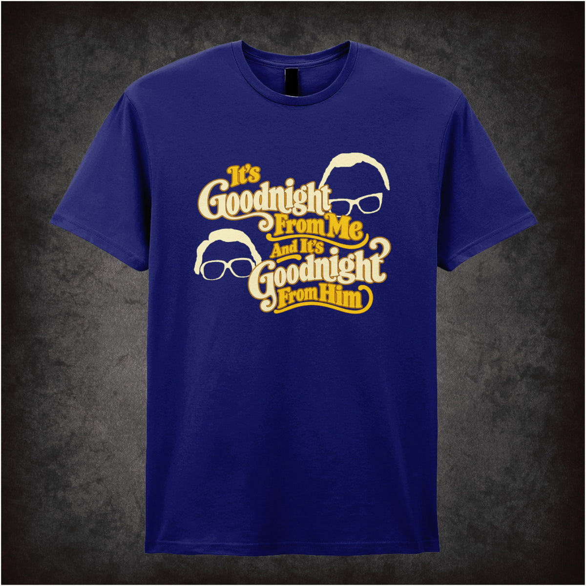 “‘It’s goodnight from me and it’s goodnight from him’ T-shirt in navy from The Two Ronnies”