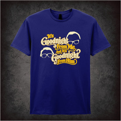 “‘It’s goodnight from me and it’s goodnight from him’ T-shirt in navy from The Two Ronnies”