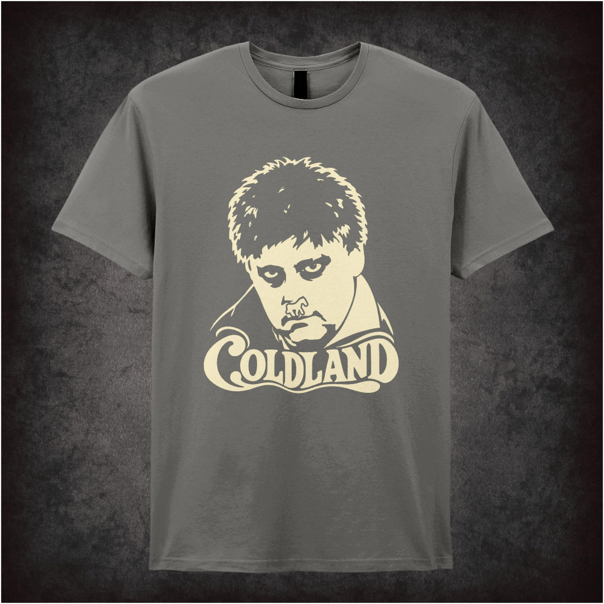 “Coldland” T-shirt in charcoal from Vic Reeves and Bob Mortimer