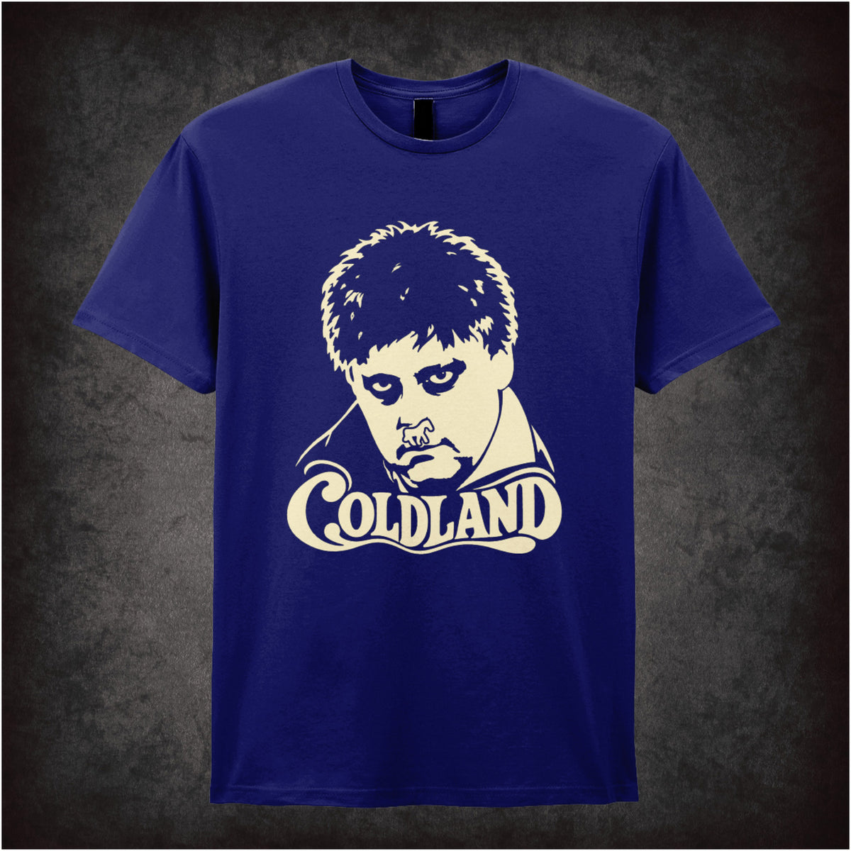“Coldland” T-shirt in navy from Vic Reeves and Bob Mortimer