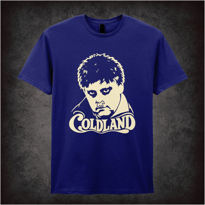 “Coldland” T-shirt in navy from Vic Reeves and Bob Mortimer