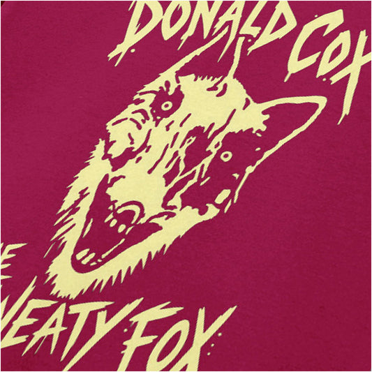 Donald Cox “The Sweaty Fox” close up T-shirt in cardinal red from Shooting Stars