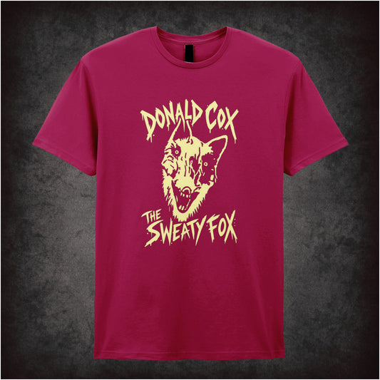 Donald Cox “The Sweaty Fox” T-shirt in cardinal red from Shooting Stars
