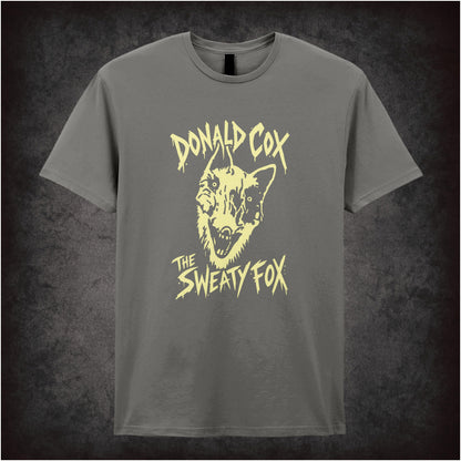 Donald Cox “The Sweaty Fox” T-shirt in charcoal from Shooting Stars