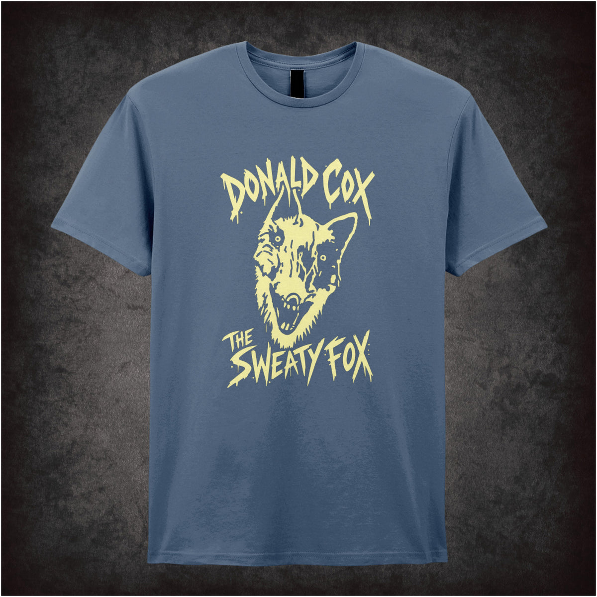 Donald Cox “The Sweaty Fox” T-shirt in indigo from Shooting Stars