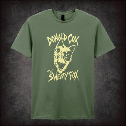 Donald Cox “The Sweaty Fox” T-shirt in military green from Shooting Stars