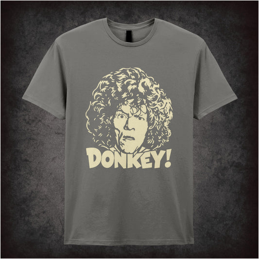 Uncle Peter “Donkey!” T-shirt in charcoal from Shooting Stars