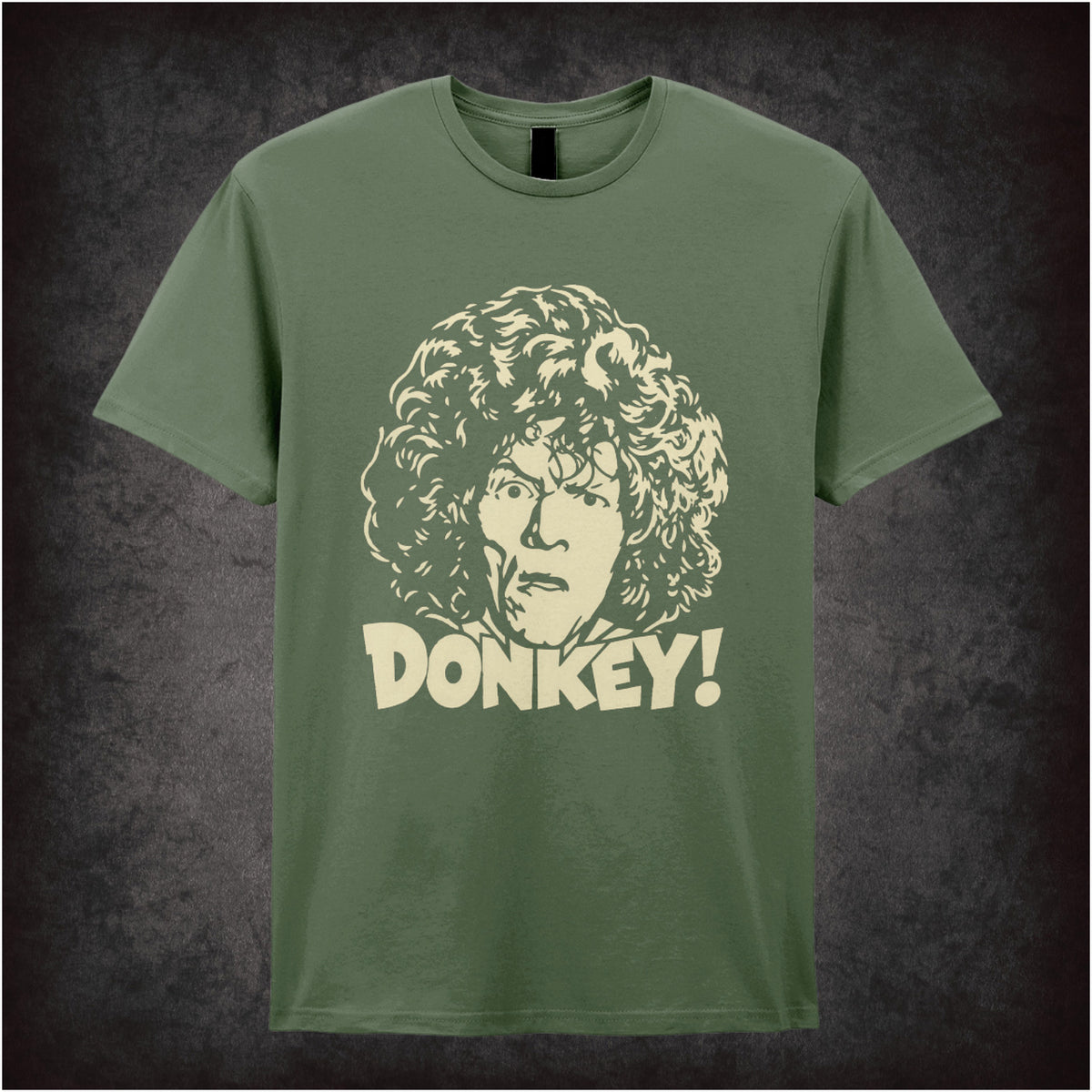 Uncle Peter “Donkey!” T-shirt in military green from Shooting Stars