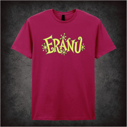 “Eranu” slogan T-shirt in cardinal red from Shooting Stars