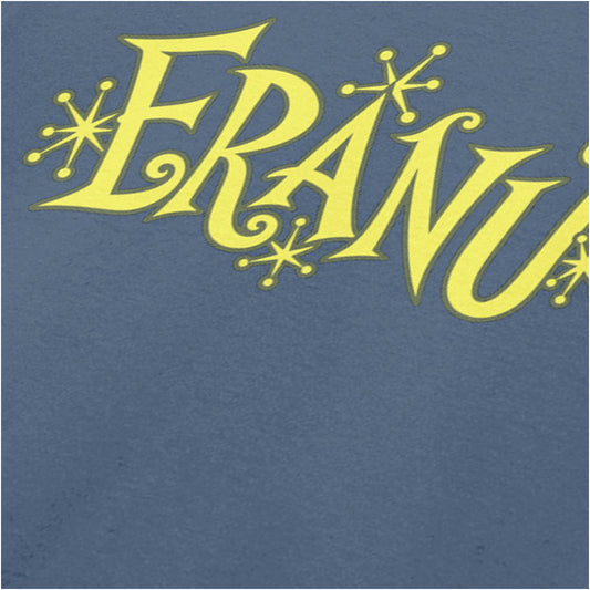 “Eranu” slogan close up T-shirt in indigo from Shooting Stars