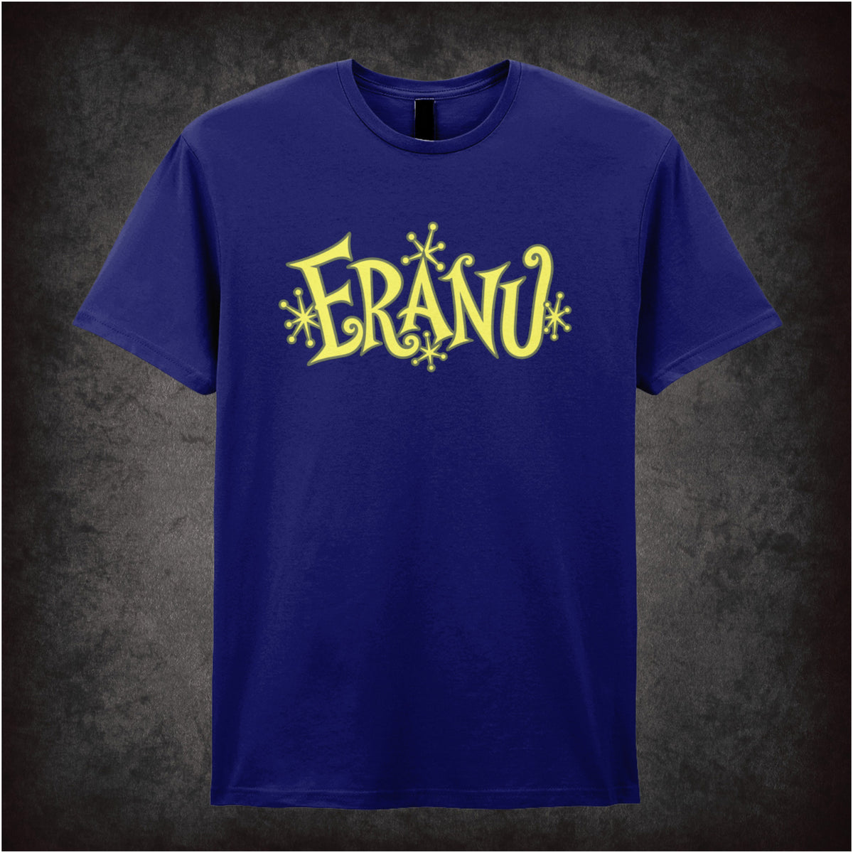 “Eranu” slogan T-shirt in navy from Shooting Stars