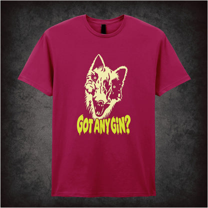 Donald Cox “Got Any Gin?” T-shirt in  cardinal red from Shooting Stars
