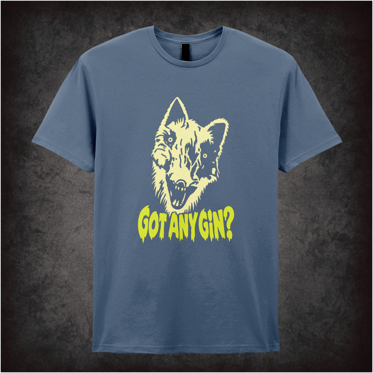 Donald Cox “Got Any Gin?” T-shirt in indigo from Shooting Stars
