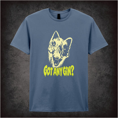 Donald Cox “Got Any Gin?” T-shirt in indigo from Shooting Stars