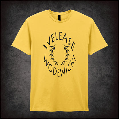 Welease Wodewick Monty Python Life of Brian inspired soft style daisy unisex T-shirt featuring hilarious movie quote design, perfect for classic comedy fans.