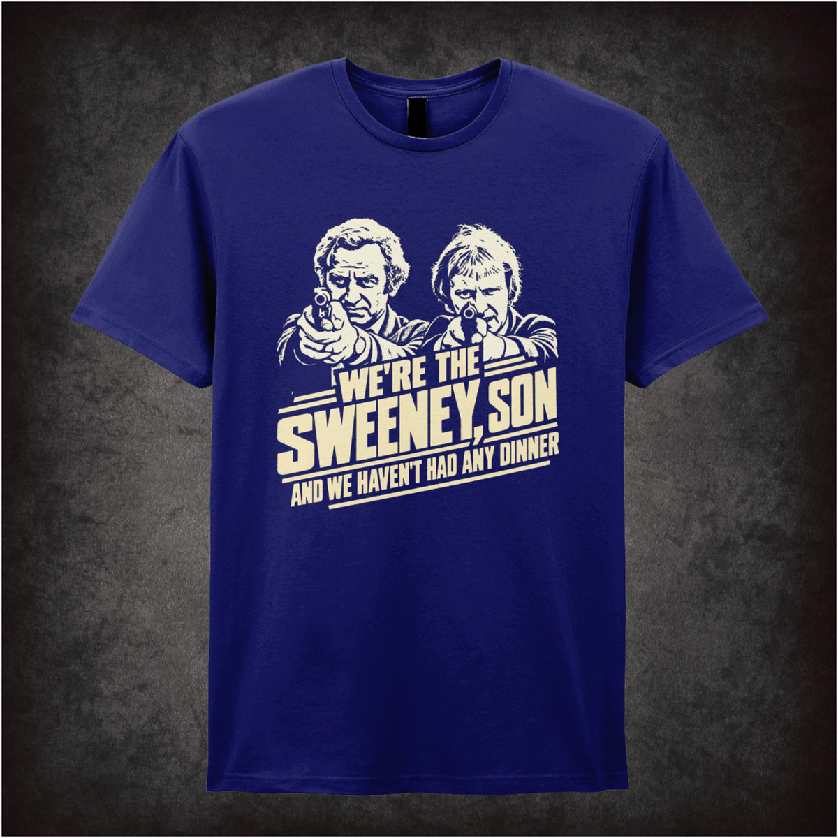 “‘We’re the Sweeney, son, and we haven’t had any dinner’ T-shirt in navy from The Sweeney”