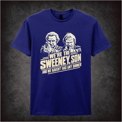 “‘We’re the Sweeney, son, and we haven’t had any dinner’ T-shirt in navy from The Sweeney”