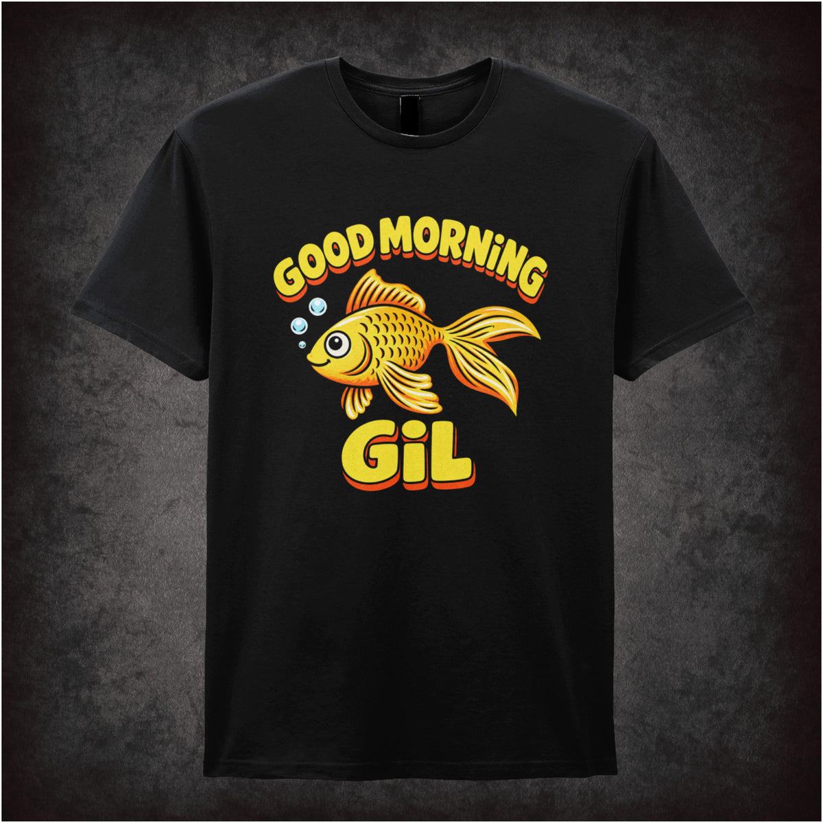 ‘good morning gil’ quote T-shirt in black from What About Bob